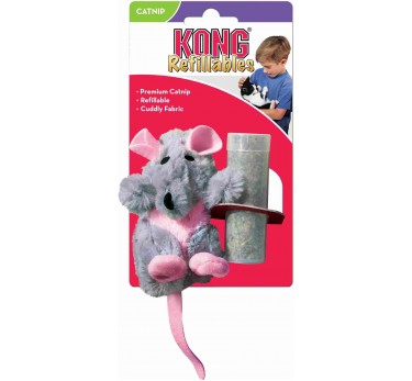 KONG игрушка для кошек "Крыса" 12 см плюш с тубом кошачьей мяты